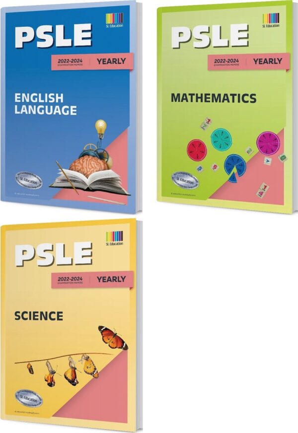 PSLE English/Math/Science (Yearly) 2022-2024 Exam Questions - 3 Paperback Books