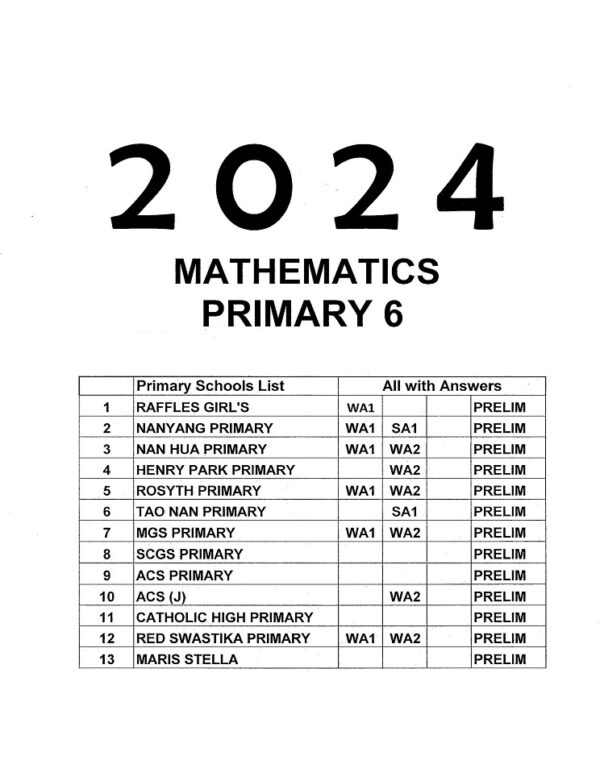 2024 P6 Prelim/WA1/WA2 Maths Hardcopy Test Papers